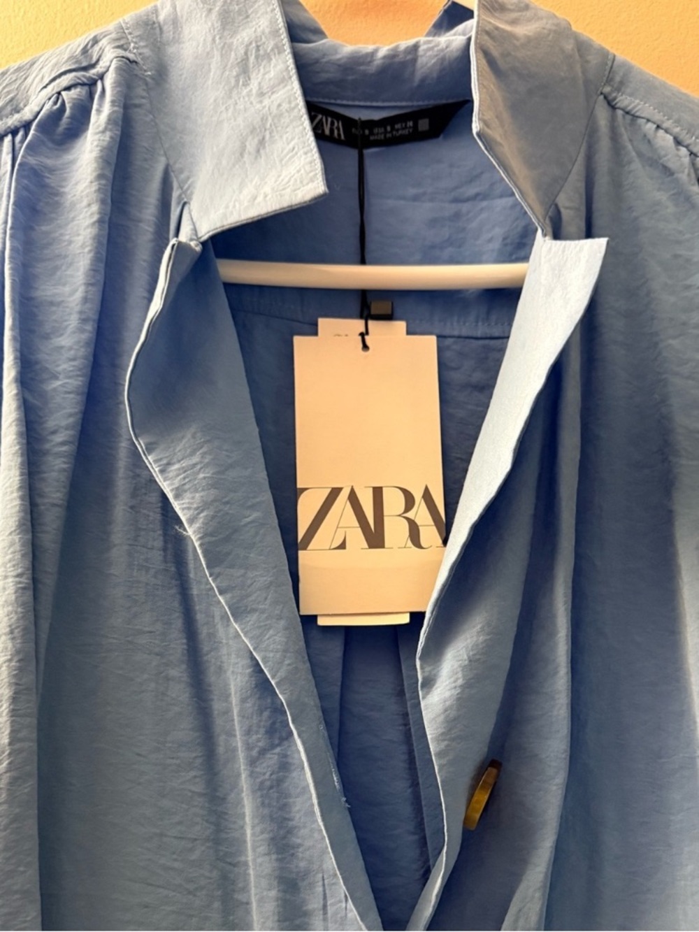 Zara Light Blue Midi Dress with Soft Collar